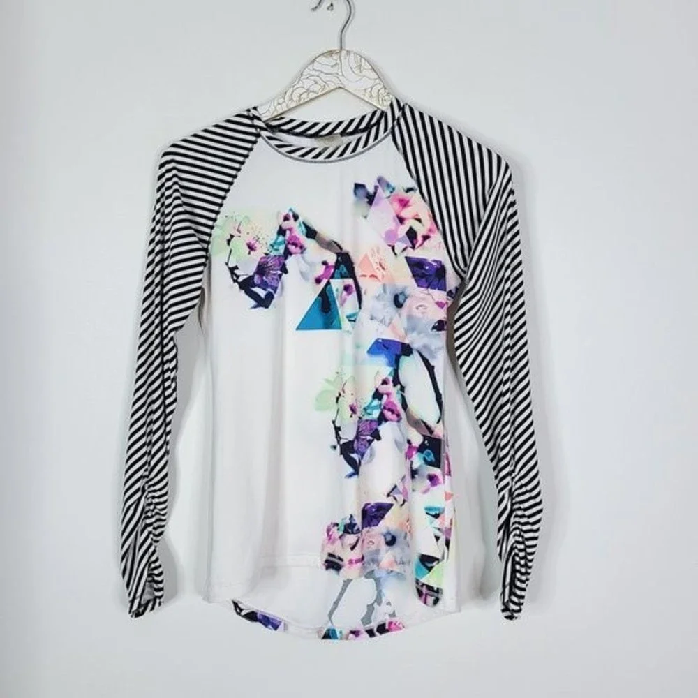 CALIA by Carrie Underwood Floral Mixed Print Long Sleeve Rash Guard Size Small - Picture 3 of 9